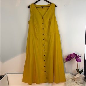 Alfani yellow mustard 18w linen summer dress.